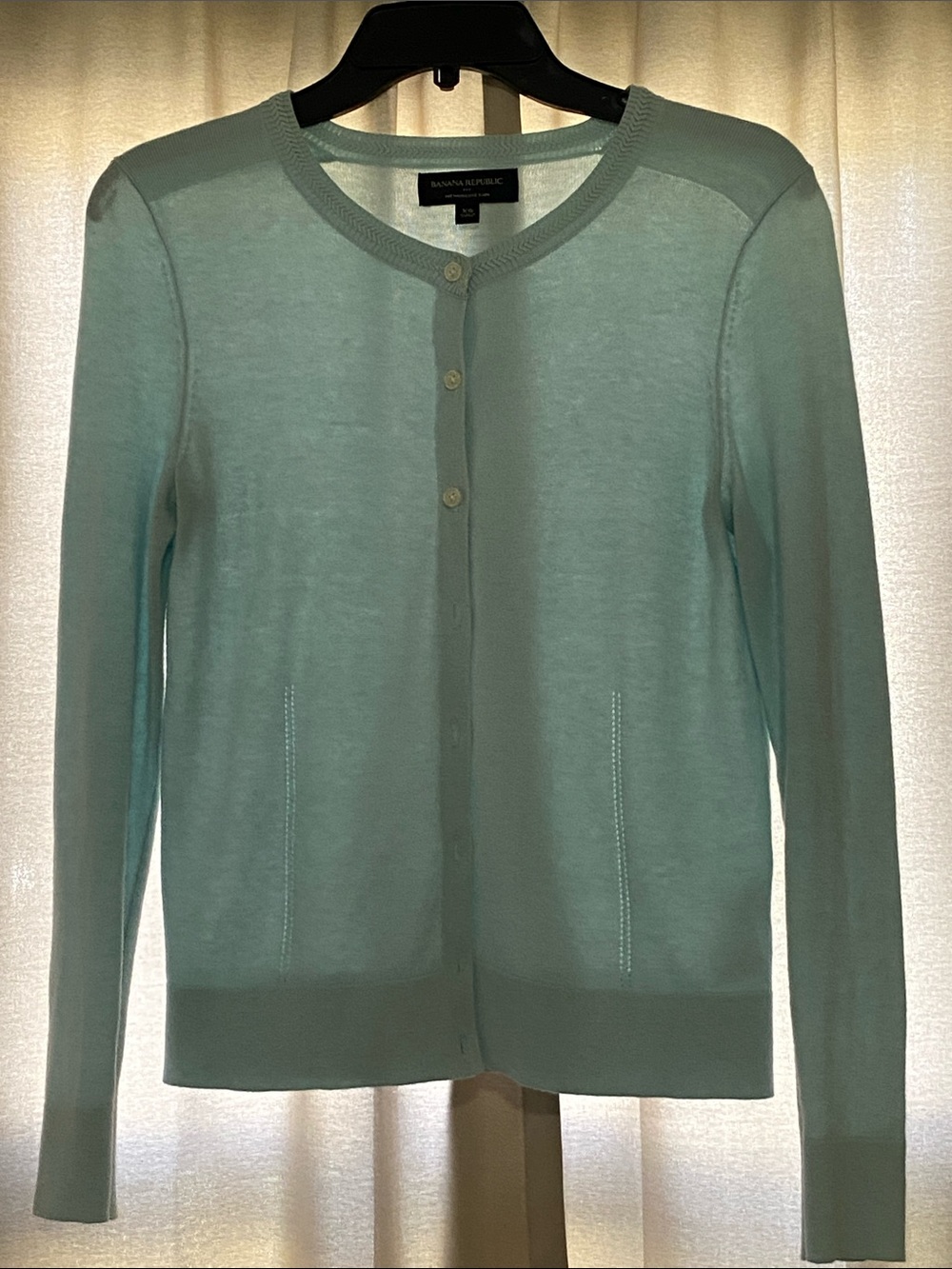 Banana Republic light blue Lightweight Button-Neck Cardigan